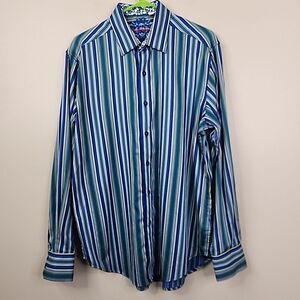Robert Graham Classic Fit Multi-Color Striped Long Sleeve Button Down Medium